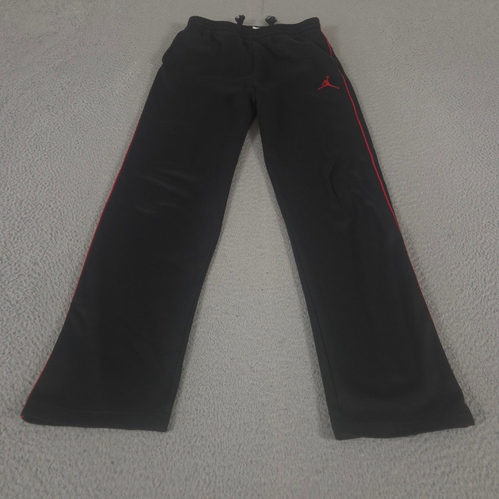 Jordan Sweatpants Boys XL Black Jumpman Straight Leg Red Piping Thermo-Fit Logo
